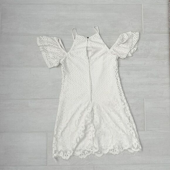 Speechless Dress Cold Shoulder Scalloped Trim Floral Lace Shift Sundress X Small - Picture 6 of 8